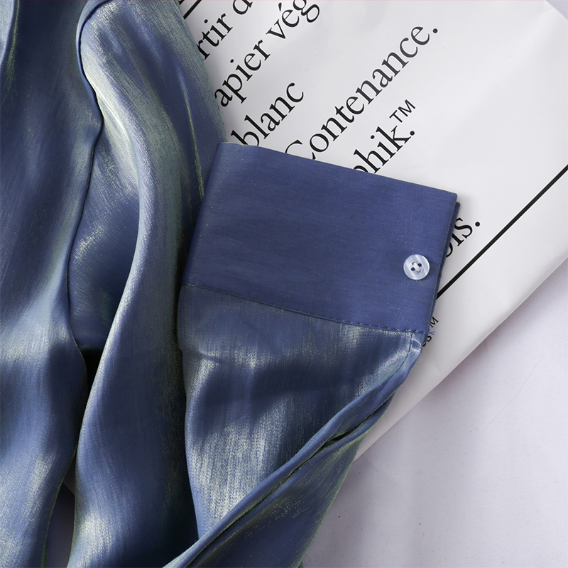 Korean Gloss Loose Slim Singlebreasted Long Sleeve Shirt Women 2019 New Short Crop Tops Lapel Blouse T200321