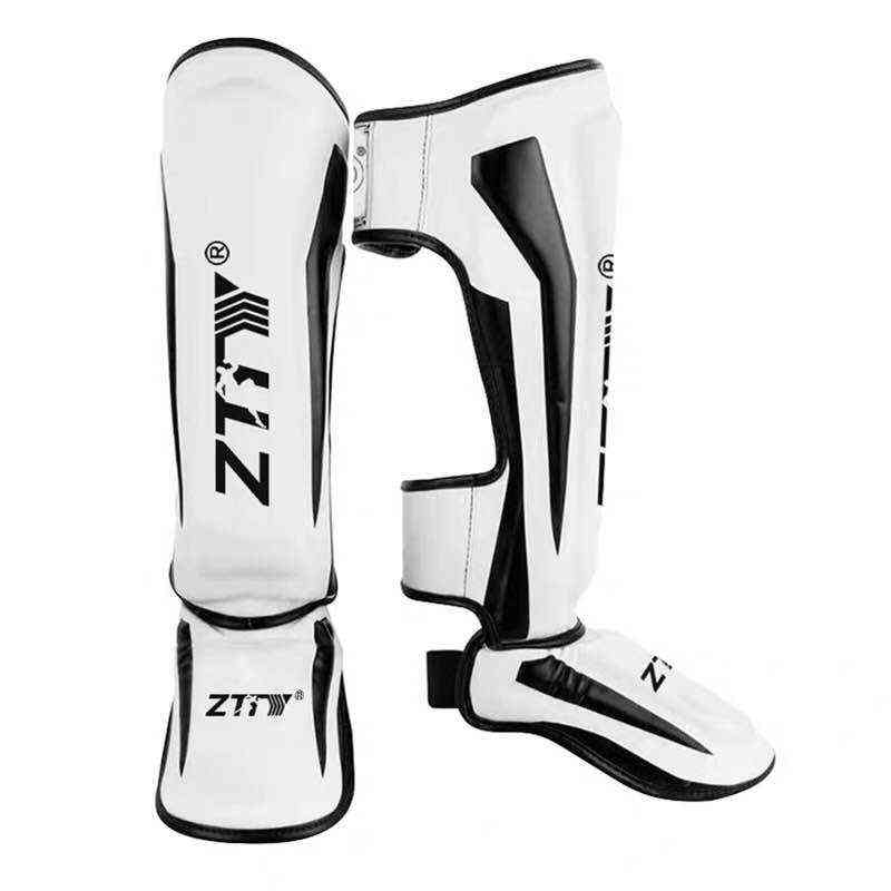 ZTTY Thicker Boxing Shin Guards PU Leather Protection Leggings Equipment Martial Arts Muay Thai Leg Taekwondo Ankle Protectors 211229