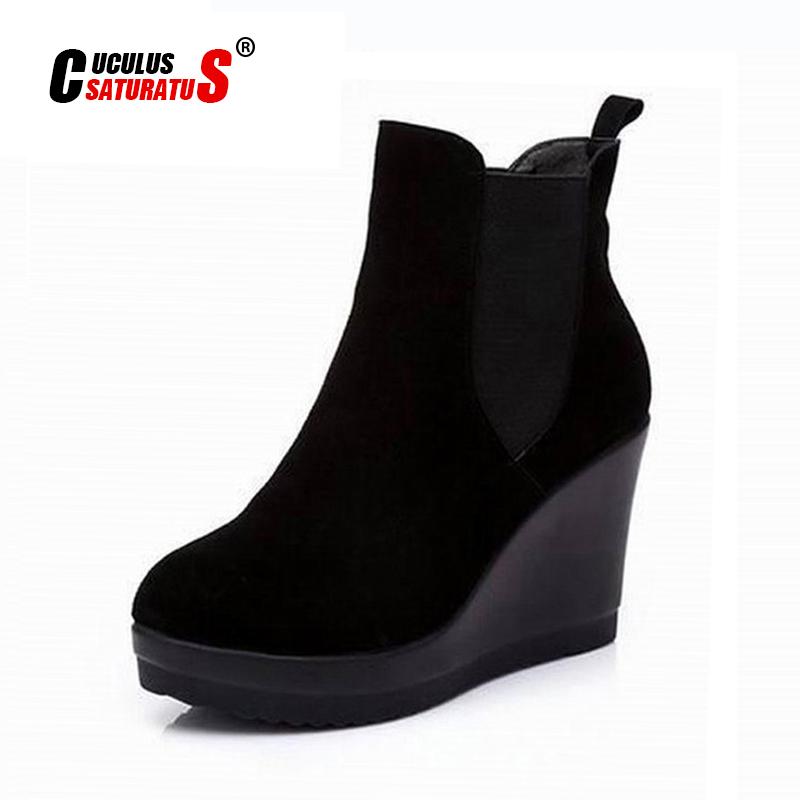 Cuculus Genuine Leather Ankle Heel Boots Antumn/winter Style For Women Wedges Boot Women's Shoes 1947, Black
Cuculus Genuine Leather Ankle Heel Boots Antumn/winter Style For Women Wedges Boot Women's Shoes 1947, Black