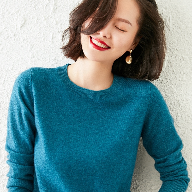 Women Sweater O-neck 100% Pure Goat Cashmere Knitting Pullovers Female Winter Soft Warm Jumpers Long Sleeve Cloth 201221