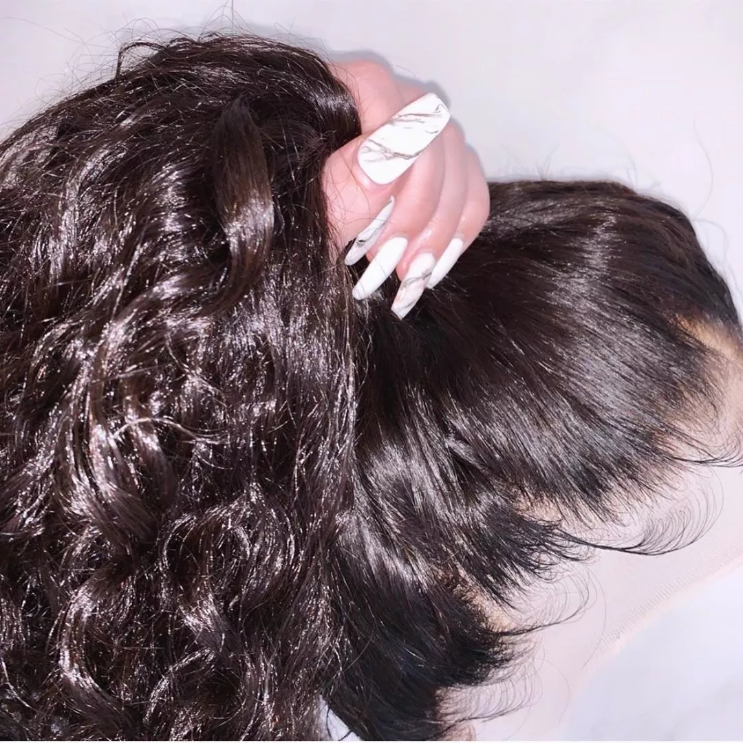 Free shipping Black/brown 360 lace kinky curly 13x4 Deep Curl Frontal Wig Human Hair Closure Synthetic Wigs Pre Plucked
