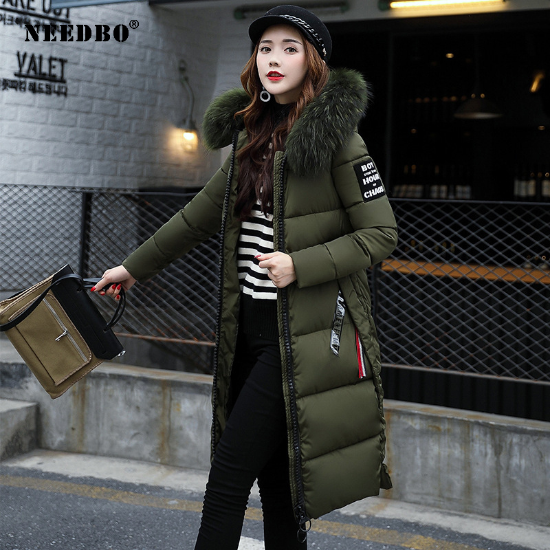 NEEDBO Winter Jacket Women Fur Collar Long Parka Casual Slim Woman Winter Coat Puffer Jacket Padded Outwear Coat Women Warm 201126