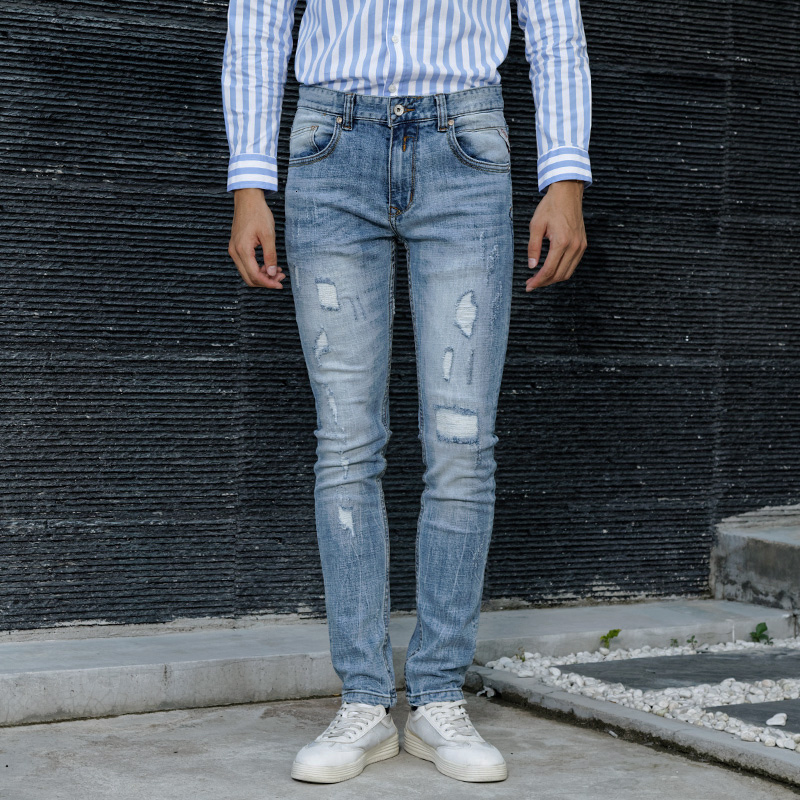 2021 New Newly Fashion Vintage Light Blue Slim Fit Ripped Men Patchwork Elastic Pencil Pants Streetwear Designer Jeans 1cgd, Retro light blue
2021 New Newly Fashion Vintage Light Blue Slim Fit Ripped Men Patchwork Elastic Pencil Pants Streetwear Designer Jeans 1cgd, Retro light blue