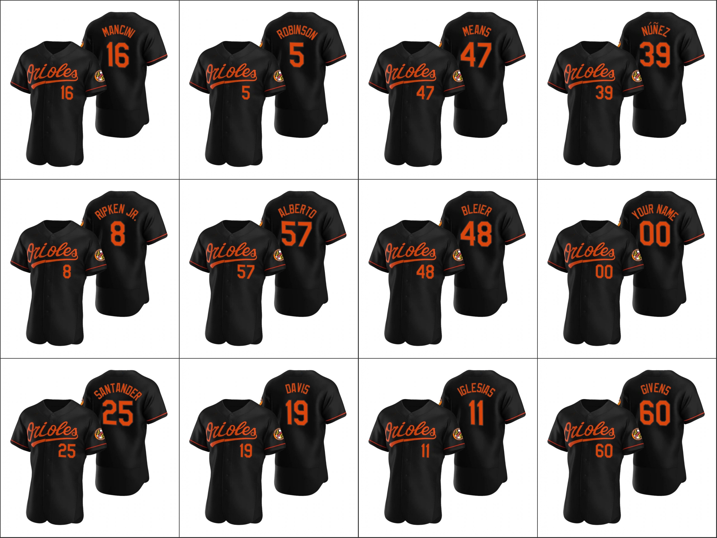 Baltimore Orioles #8 Cal Ripken Jr. 19 Chris Davis 16 Trey Mancini Men Women Youth Custom Black Authentic 2020 Alternate Jersey
Baltimore Orioles #8 Cal Ripken Jr. 19 Chris Davis 16 Trey Mancini Men Women Youth Custom Black Authentic 2020 Alternate Jersey