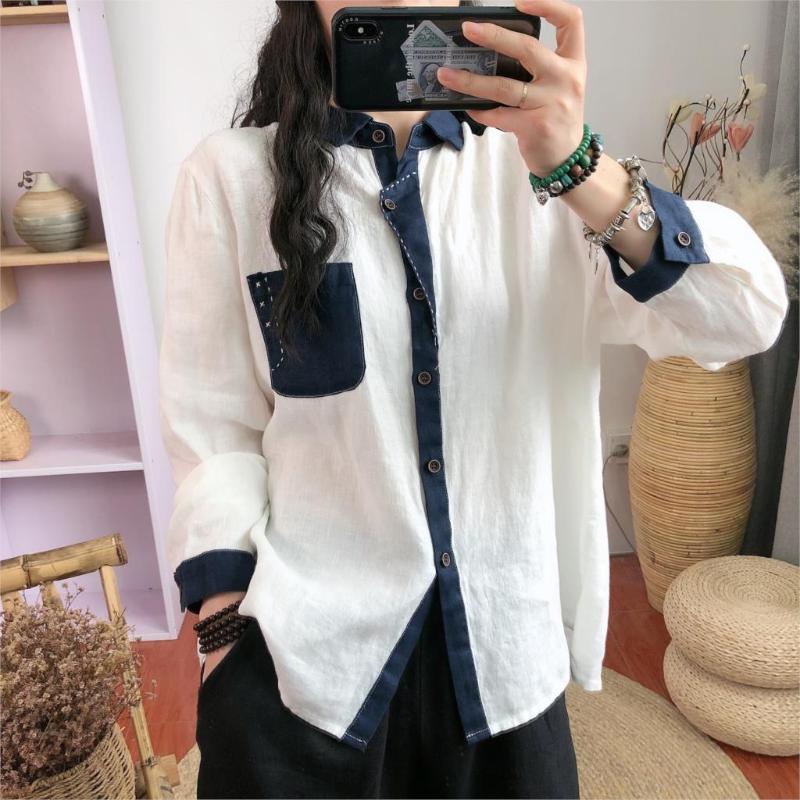 Women Autumn Loose Patchwork Blouse Tops Ladies Spliced Turn Down Collar Shirts Female 2020 Spring Blouses, Orange
Women Autumn Loose Patchwork Blouse Tops Ladies Spliced Turn Down Collar Shirts Female 2020 Spring Blouses, Orange