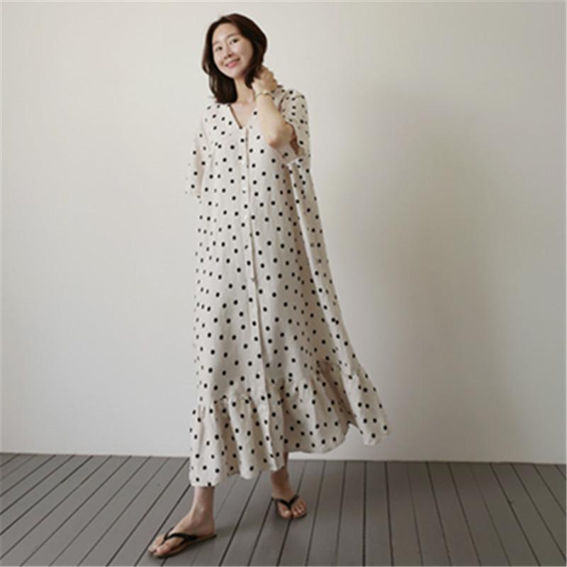 LANMREM V-neck short sleeves pullover loose dresses polka dots printed ruffles bottom V-neck korea styles dress WL90900XL, Picture color
LANMREM V-neck short sleeves pullover loose dresses polka dots printed ruffles bottom V-neck korea styles dress WL90900XL, Picture color