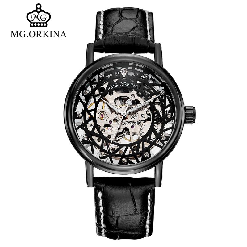 MG.ORKINA Mens Fashion Skeleton Mechanical Hand Wind Watch Casual Black Leather Luminou Wrist Watches montre homme Clock Men, Ork020bbl
MG.ORKINA Mens Fashion Skeleton Mechanical Hand Wind Watch Casual Black Leather Luminou Wrist Watches montre homme Clock Men, Ork020bbl