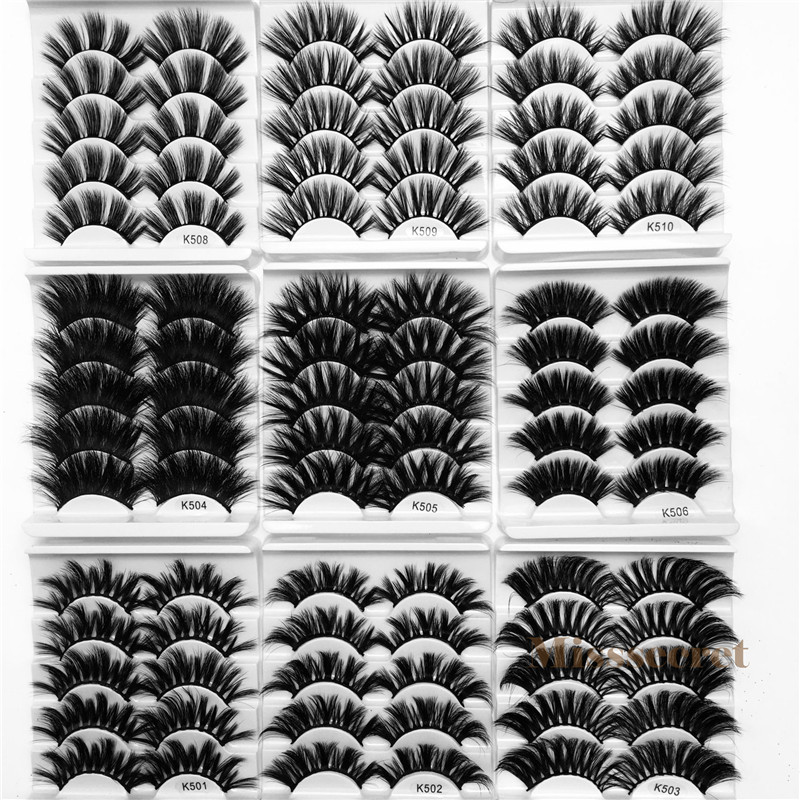 NEW 5 Pairs Thick Fake 25mm 3D Mink Eyelashes False Eyelash Criss-cross Thick Long Faux Mink Lashes Extension Handmade Eye Makeup Tools