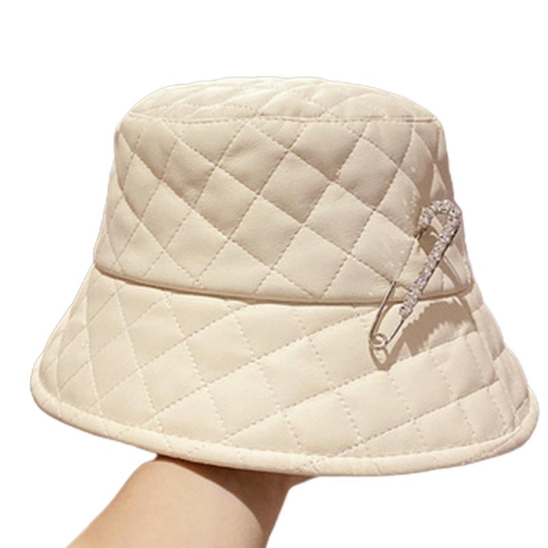 Diamond Pattern Faux Leather Bucket Hat Solid Color Rhinestone Pin Fisherman Cap, Bg
Diamond Pattern Faux Leather Bucket Hat Solid Color Rhinestone Pin Fisherman Cap, Bg