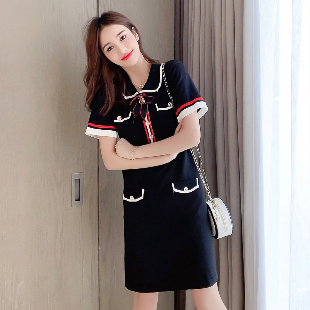 2021 New Summer Vintage Bees Beading Bowknot Knitted for Girls Women Short Sleeve Striped Mini Sweet Female Vestidos 0ldv, Black
2021 New Summer Vintage Bees Beading Bowknot Knitted for Girls Women Short Sleeve Striped Mini Sweet Female Vestidos 0ldv, Black