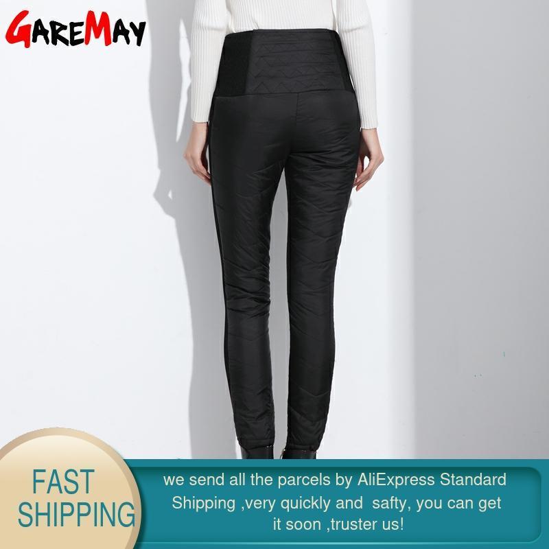 Women Winter Pant High Waist Duck Down Warm For Ladies Work Casual Slim Womens Formal Trousers Long Black Pants Women's classic 201106