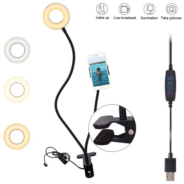 4 inch Diameter 9cm Live Fill Light Dimmable Desktop Clip Lamp 2835 Lamp Beads White Light USB Connection Vanity Lights
4 inch Diameter 9cm Live Fill Light Dimmable Desktop Clip Lamp 2835 Lamp Beads White Light USB Connection Vanity Lights