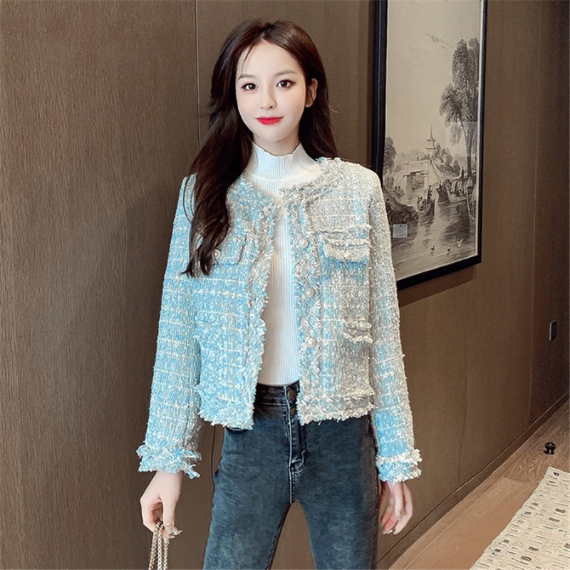 2021 New Senhoras Tweed Moda Das Mulheres Retro Fina Manga Longa Jaqueta Curta Clssico Xadrez Borlas Magro Outono 4D72, Sky blue
2021 New Senhoras Tweed Moda Das Mulheres Retro Fina Manga Longa Jaqueta Curta Clssico Xadrez Borlas Magro Outono 4D72, Sky blue