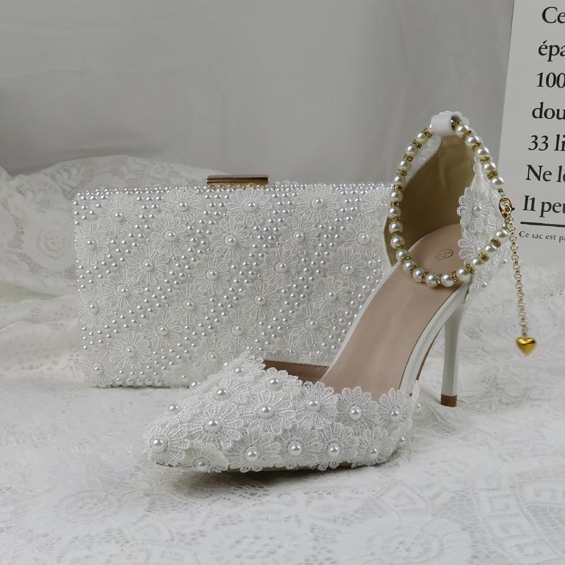 White Lace Flower Party Shoes Pointed Toe Thin Heel Wedding Shoe Summer Sandal 7cm/9cm High Heel Women Party Shoes Ankle Strap, 9cm shoe and bag
White Lace Flower Party Shoes Pointed Toe Thin Heel Wedding Shoe Summer Sandal 7cm/9cm High Heel Women Party Shoes Ankle Strap, 9cm shoe and bag