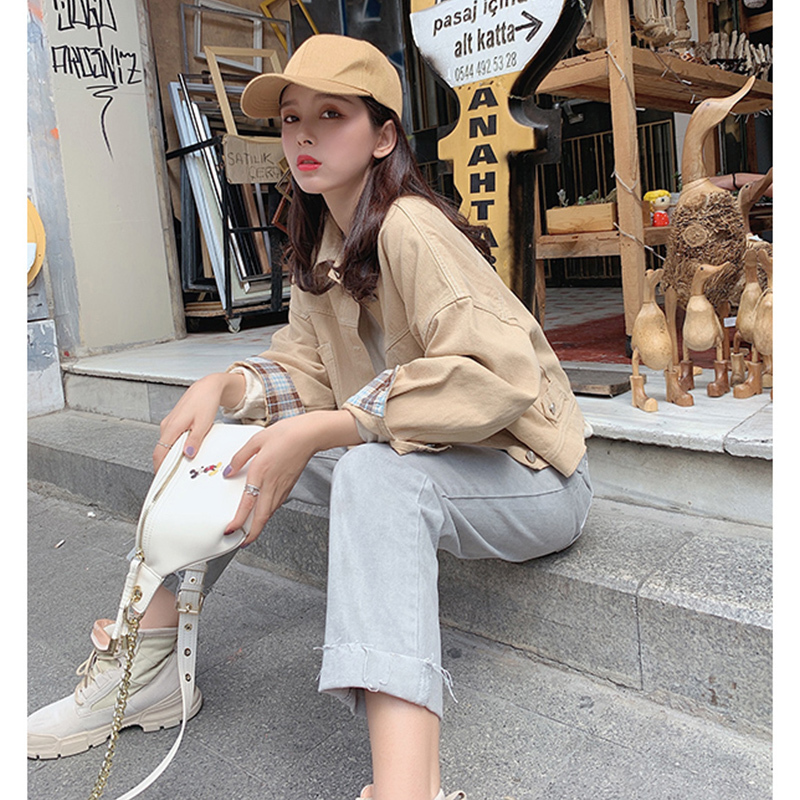 MISHOW Autumn Winter Causal Light Blue Jean Women High Waist Straight Zipper Long Pants MX19C2373 201105
