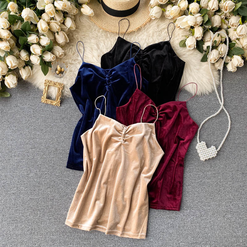 2021 New Retro female singiny velvet girdle sexy tops, low solid, thin upper summer tank off the shoulder streetwear sweater. Q8TO, Alcohol
2021 New Retro female singiny velvet girdle sexy tops, low solid, thin upper summer tank off the shoulder streetwear sweater. Q8TO, Alcohol