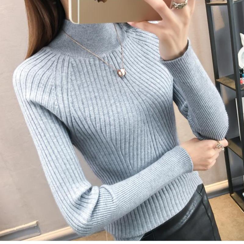 #6350 Grey Khaki White Purple Knitted Sweater Women Turtleneck Pullovers Solid Slim Tight Sweater Cotton High Neck Jumper Women, Gray
#6350 Grey Khaki White Purple Knitted Sweater Women Turtleneck Pullovers Solid Slim Tight Sweater Cotton High Neck Jumper Women, Gray