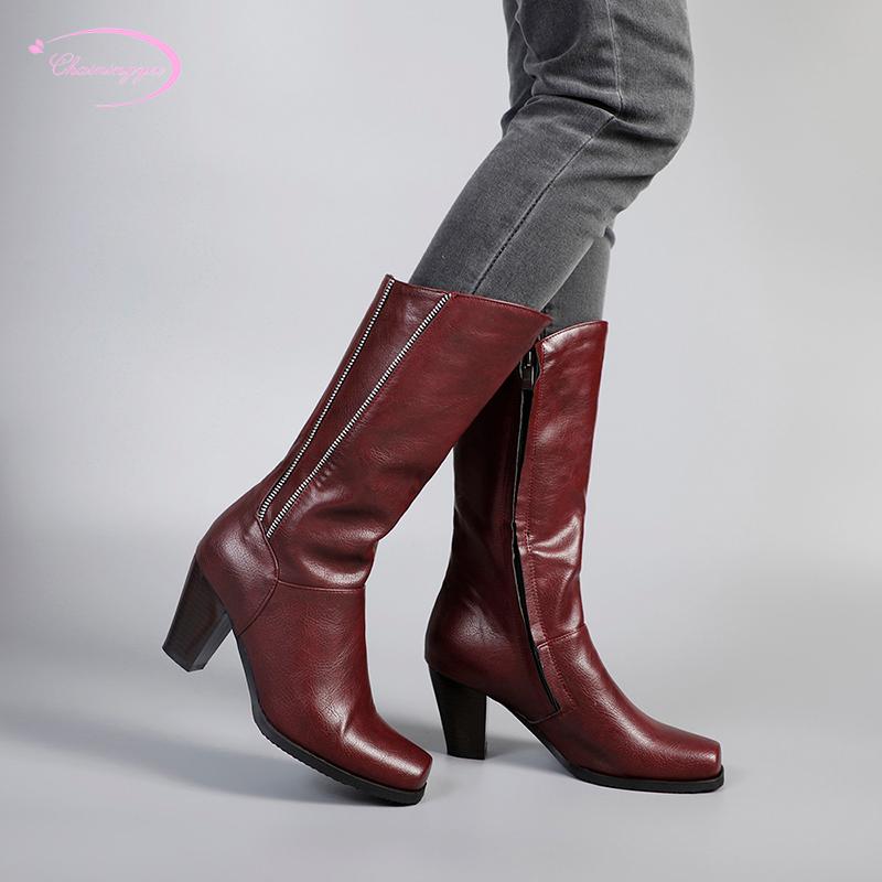 Casual style comfortable square toe mid-calf boots fashion zipper black red khaki high heel thick heel riding boots women shoes
Casual style comfortable square toe mid-calf boots fashion zipper black red khaki high heel thick heel riding boots women shoes