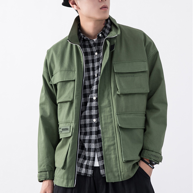 Men Cotton Jacket Solid Cargo Jacket Spring Autumn Male Clothing High Quality Streetwear Casual Men's Coat, Black
Men Cotton Jacket Solid Cargo Jacket Spring Autumn Male Clothing High Quality Streetwear Casual Men's Coat, Black