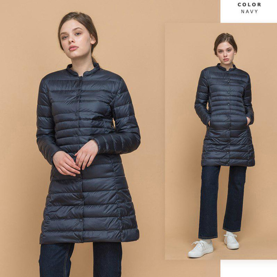 ZOGAA Woman Spring Padded Warm Coat Ultra Light Duck Down Jacket Long Overcoat Slim Solid Jackets Portable Parkas jacket T200114