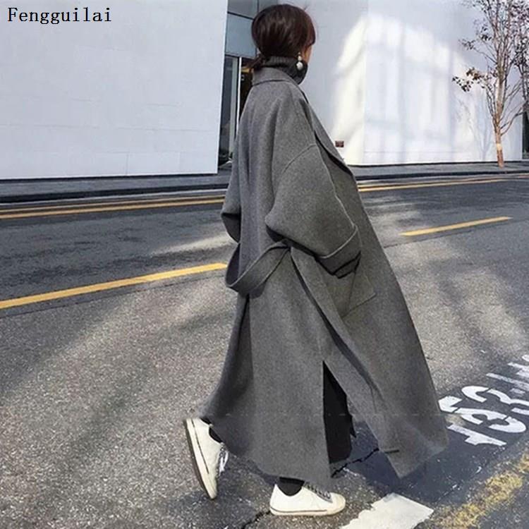 Women Elegant Long Wool Coat With Belt Solid Color Long Sleeve Chic Outerwear Ladies Overcoat Autumn Winter, Gray
Women Elegant Long Wool Coat With Belt Solid Color Long Sleeve Chic Outerwear Ladies Overcoat Autumn Winter, Gray