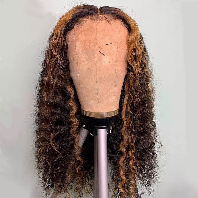 Curly Human Hair Wig For Women Synthetic T Part Lace Front Short Bob Highlight Hd Transparent Deep Wave Frontal Wig