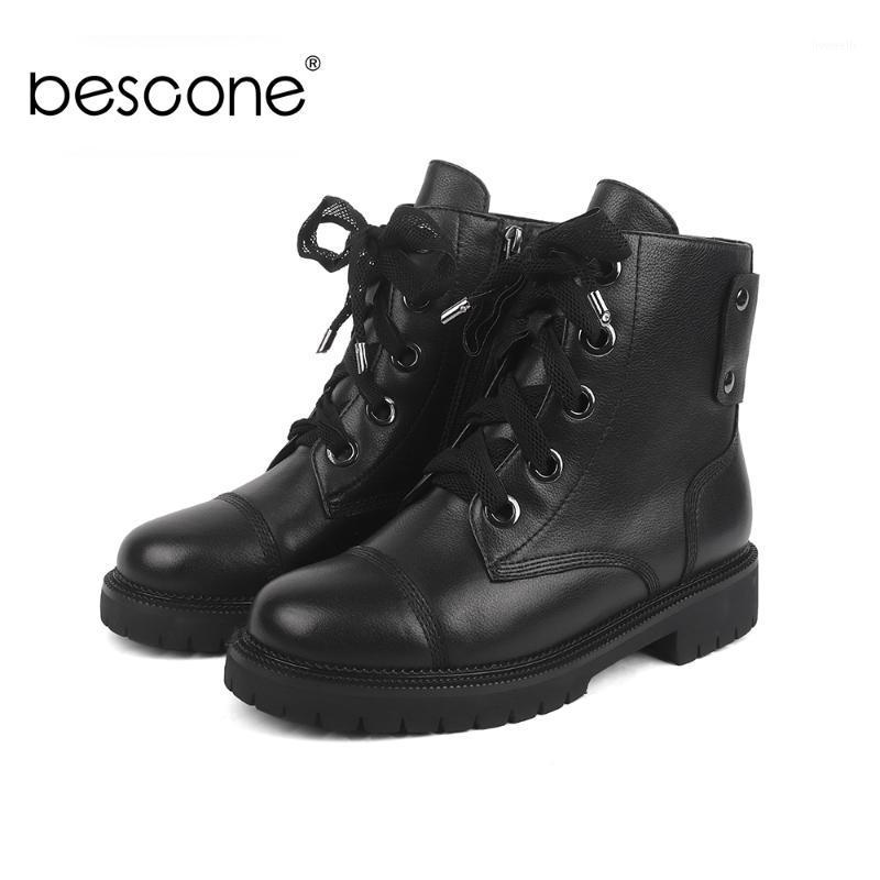 BESCONE Ladies Mid-Calf Boots Winter Genuine Leather Handmade Solid Lace-Up Shoes Winter Round Toe Square Heel Women Boots BC4371, Black
BESCONE Ladies Mid-Calf Boots Winter Genuine Leather Handmade Solid Lace-Up Shoes Winter Round Toe Square Heel Women Boots BC4371, Black
