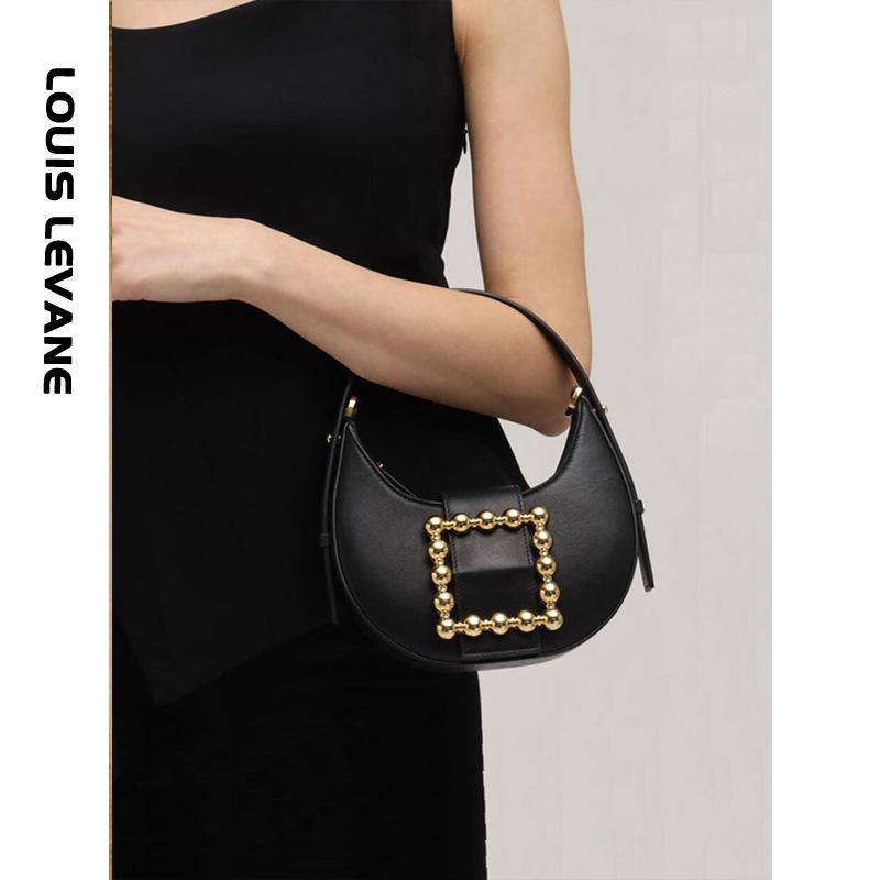Leather Handbag 2021 Spring New Metal Buckle Lock Shoulder Slung Handbag Bag Female Cowhide Niche Underarm Bag Baguette Saddle, Black
Leather Handbag 2021 Spring New Metal Buckle Lock Shoulder Slung Handbag Bag Female Cowhide Niche Underarm Bag Baguette Saddle, Black