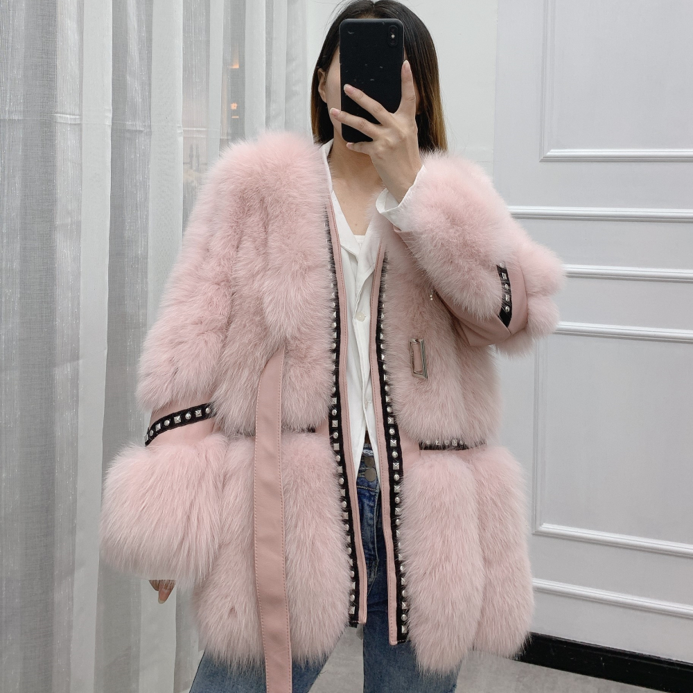 New Winter 2020 Ladies of Natural Luxury Fox Skin Sheepskin Female Jackets with Rivets Multicolored Coat Outwear Cj2l, Sky blue
New Winter 2020 Ladies of Natural Luxury Fox Skin Sheepskin Female Jackets with Rivets Multicolored Coat Outwear Cj2l, Sky blue