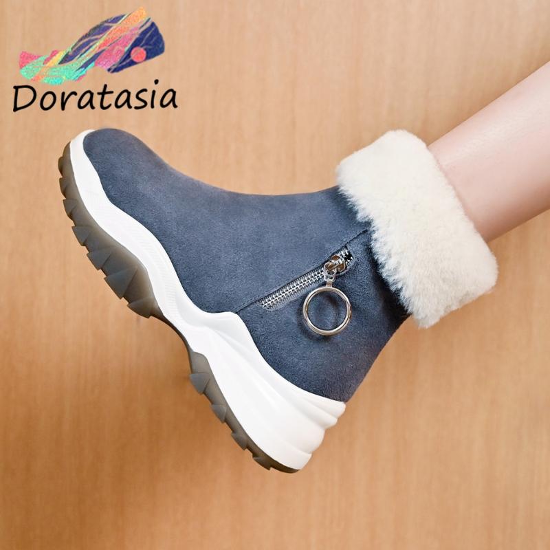DORATASIA Cow Suede Genuine Leather Round Toe Women Wedges Zipper Thick Fur Winter Shoes Casual Boots Women Snowboots, Black
DORATASIA Cow Suede Genuine Leather Round Toe Women Wedges Zipper Thick Fur Winter Shoes Casual Boots Women Snowboots, Black