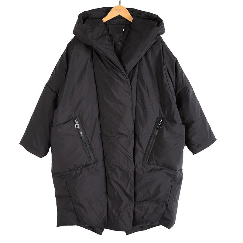 KJMYYX Oversize Winter Jacket Woman Parka Female Loose Plus Size Cotton Padded Snow Wear Korean Hooded Outerwear Long Coat 201029