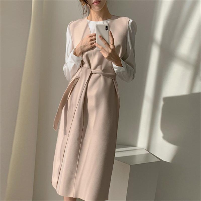 Women Solid Split Straight Knitting Warm Sweater Dress 2020 V neck Sashes Dress Ladies Elegant Winter Office Ladies Cloth, Beige
Women Solid Split Straight Knitting Warm Sweater Dress 2020 V neck Sashes Dress Ladies Elegant Winter Office Ladies Cloth, Beige