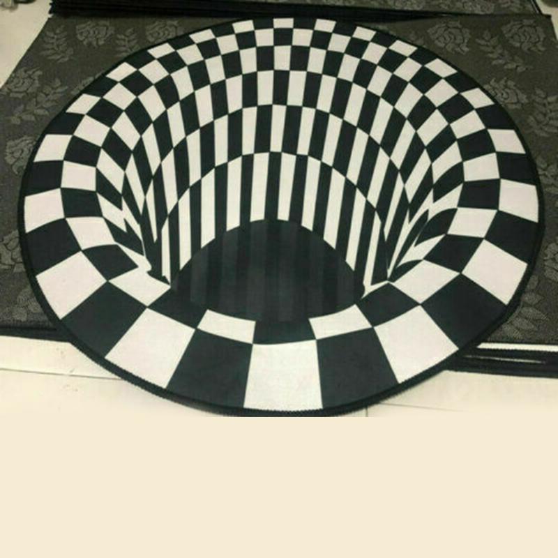 Modern Style Carpet Bedroom Rugs Black White Grid Printing 3D Illusion Vortex Bottomless Hole Velvet Carpets Mat Home Decoration, As pic
Modern Style Carpet Bedroom Rugs Black White Grid Printing 3D Illusion Vortex Bottomless Hole Velvet Carpets Mat Home Decoration, As pic