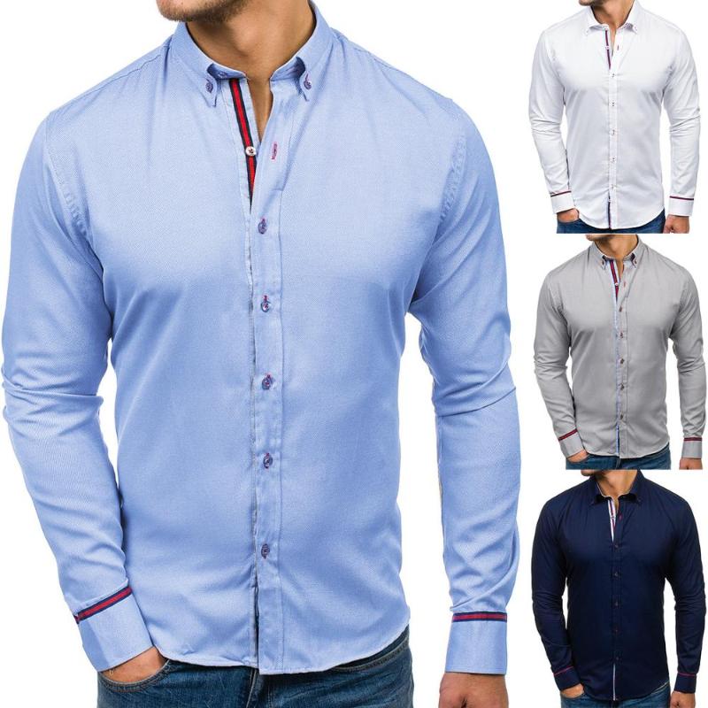 COLDKER Men's long sleeve shirts solid pattern turn-down collar blouse for male plus size casual slim fit clothing male, White
COLDKER Men's long sleeve shirts solid pattern turn-down collar blouse for male plus size casual slim fit clothing male, White