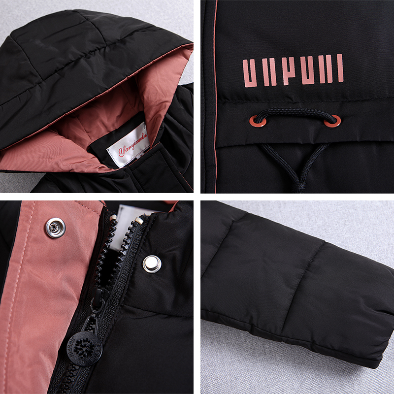Winter Parka For Women Cotton Down Jacket With Hooded Stand-Up Collar Female Fashion Warm Padded Winter Coat For Womens 201214
