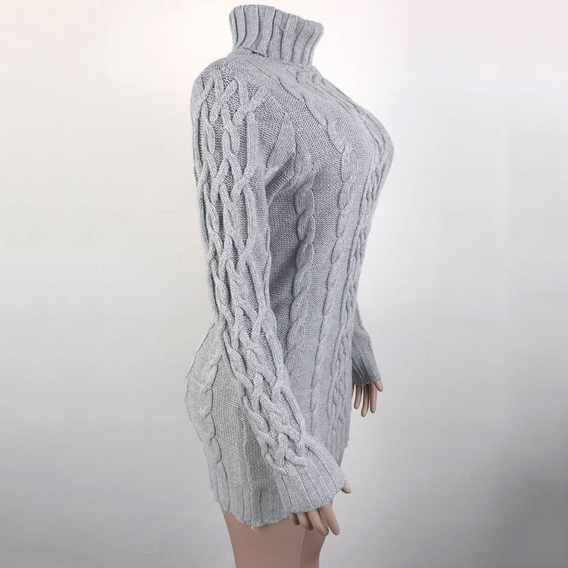 Autumn Winter Turtleneck Thick Long Sweater Black Turtle Neck Women Sweaters Knit Dress Vintage Female 201203