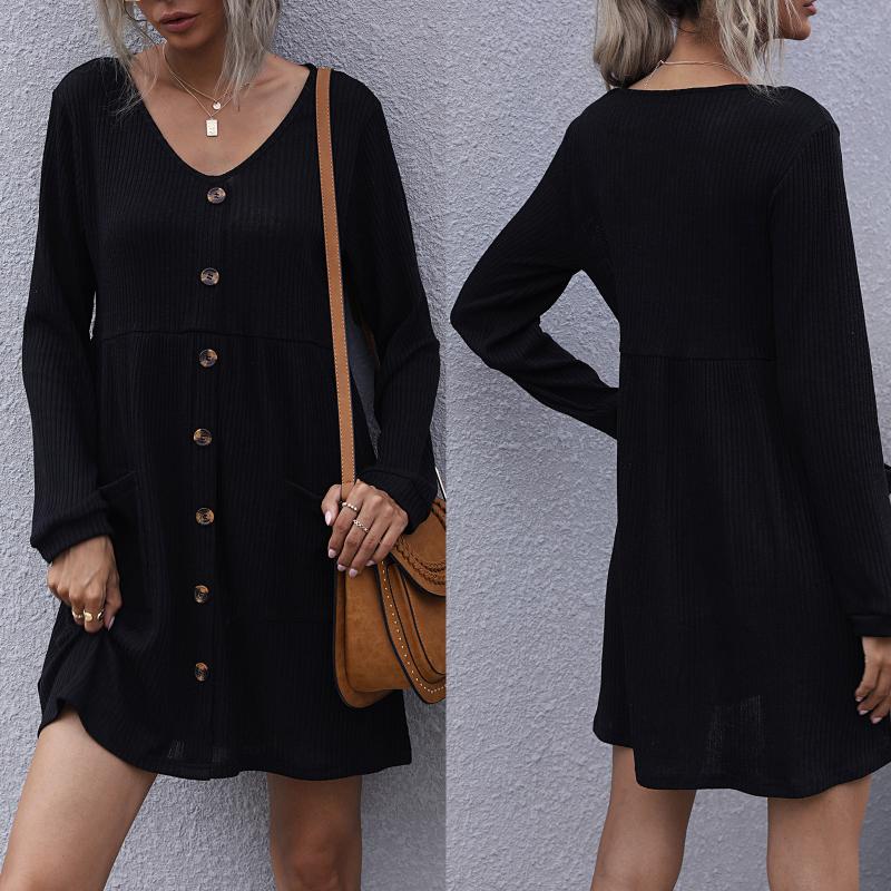 2020 new dress Women' Black Long Sleeved Short V-neck Plain Loose Dress Women' loose casual fashion vestido de mujer
2020 new dress Women' Black Long Sleeved Short V-neck Plain Loose Dress Women' loose casual fashion vestido de mujer
