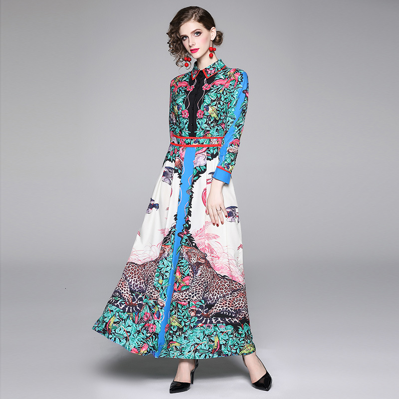 2021 New Fashion Runway Autumn Maxi Women's Wrist Sleeve Animal Leaves Flower Printed High Waist Elegant Vintage Long Es Z1ii, The picture color
2021 New Fashion Runway Autumn Maxi Women's Wrist Sleeve Animal Leaves Flower Printed High Waist Elegant Vintage Long Es Z1ii, The picture color