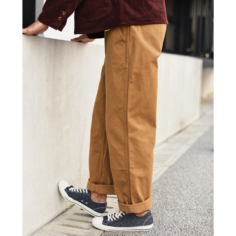 SauceZhan XX001 Chino Vintage Cargo Men Cotton Straight & Capris Casual Pants 310g Thick Loose 201217