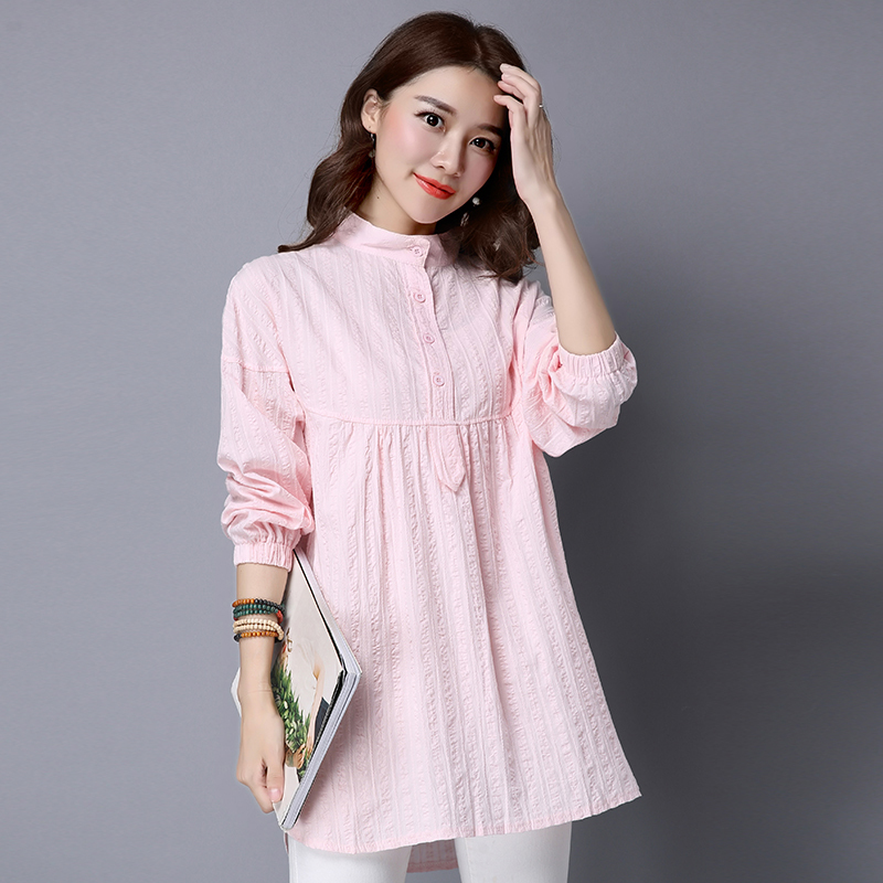 8618# S 2020 Spring Summer Casual Maternity Blouses Plus Size Loose Shirts Clothes for Pregnant Women Cotton Pregnancy Tops LJ201119