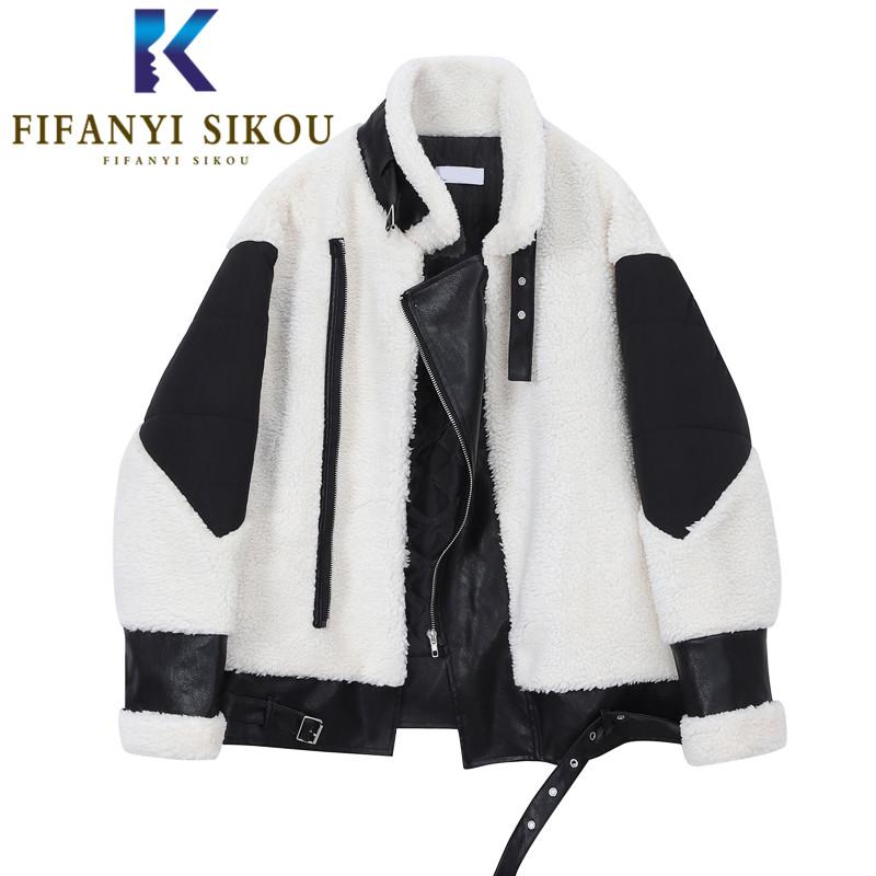 Faux Lamb Fur Jacket Women PU Leather Spliced Fashion Motorcycle Jackets Winter Thick Warm Faux Fur Coat Female Short Plush Coat, White
Faux Lamb Fur Jacket Women PU Leather Spliced Fashion Motorcycle Jackets Winter Thick Warm Faux Fur Coat Female Short Plush Coat, White