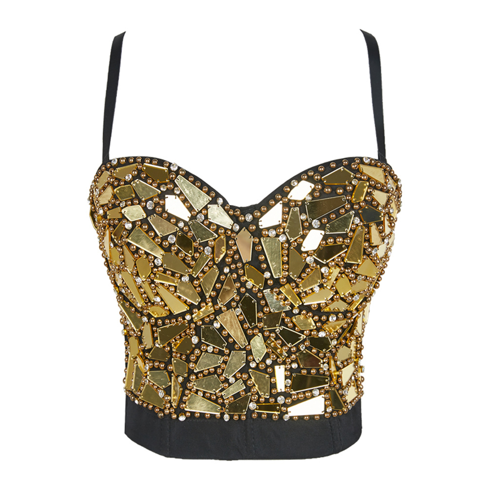 Women's Gold or Silver Sequin Cropped Rhinestone Pearl Tank Top Glitter Sexy Bustier Tops Rave Festival Party Vest Y200701
Women's Gold or Silver Sequin Cropped Rhinestone Pearl Tank Top Glitter Sexy Bustier Tops Rave Festival Party Vest Y200701