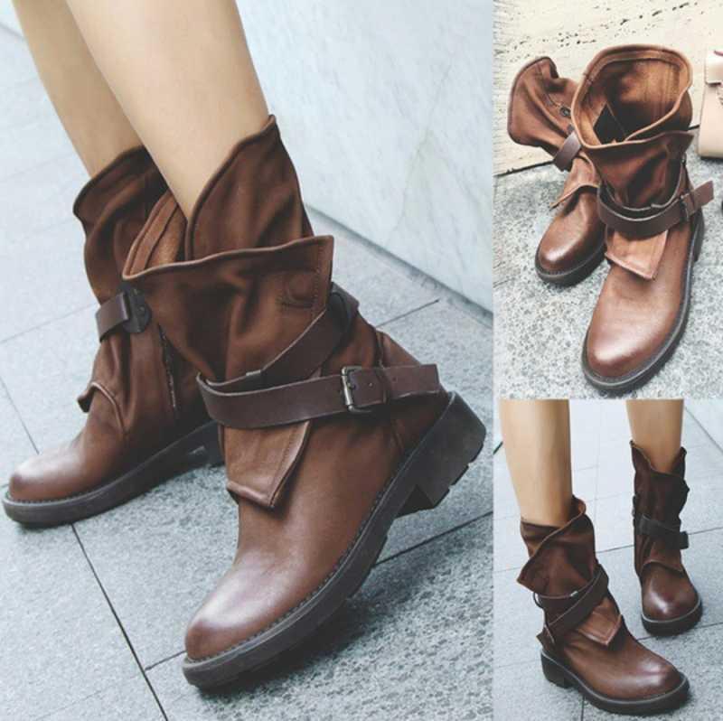 Womens Retro Shoes Flat Zip Lined Punk Combat Boots Ankle Boots Buckle Strap1, Black
Womens Retro Shoes Flat Zip Lined Punk Combat Boots Ankle Boots Buckle Strap1, Black