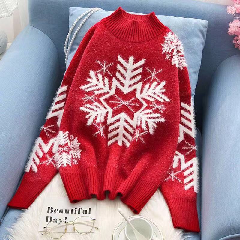 2021 New Christmas Sweater Women Turtleneck Pullover Autumn Winter Jumper Robe Pull Femme Hiver Streetwear Knitted Sweaters 2b6d, Red
2021 New Christmas Sweater Women Turtleneck Pullover Autumn Winter Jumper Robe Pull Femme Hiver Streetwear Knitted Sweaters 2b6d, Red