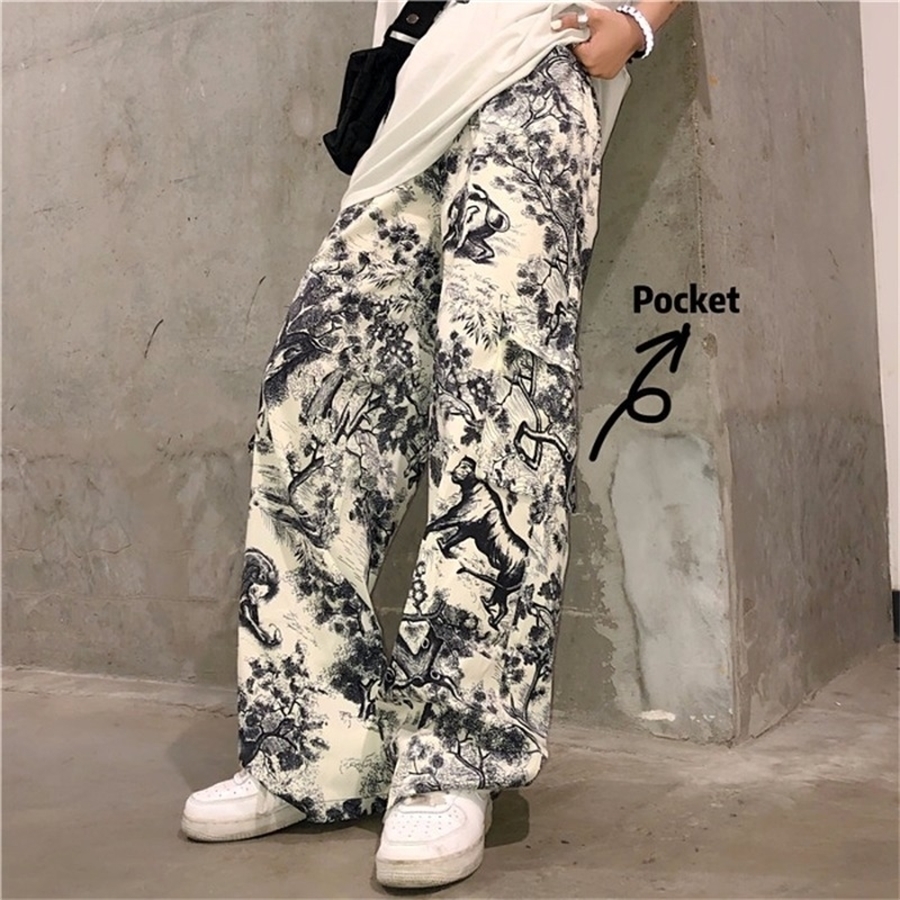 Dropshipping Aesthetic for Korean Style Wide Leg Women Cargo Ink Painting Print Harajuku Graffiti Pants 201118, As pic
Dropshipping Aesthetic for Korean Style Wide Leg Women Cargo Ink Painting Print Harajuku Graffiti Pants 201118, As pic