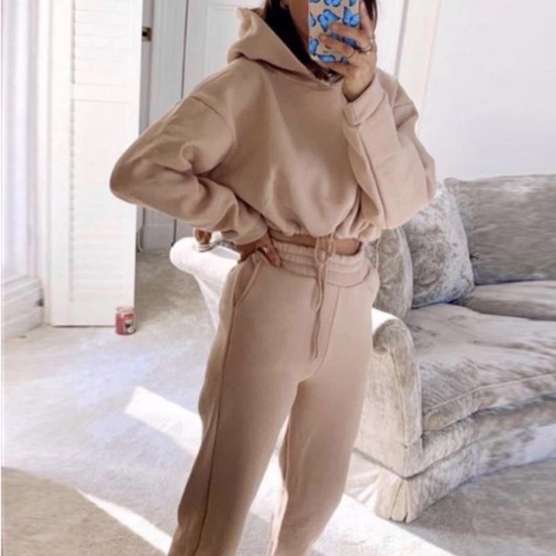 Solid Color Two Piece Set Women Casual Long Sleeved Hoodie Trousers Sweatershirt Sports Suit Ropa De Mujer 2020, Khaki
Solid Color Two Piece Set Women Casual Long Sleeved Hoodie Trousers Sweatershirt Sports Suit Ropa De Mujer 2020, Khaki