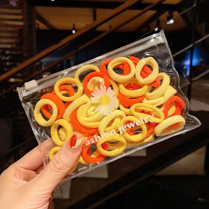 50pcs high elasticity does not hurt the durable seamless hair rope simple hair ring