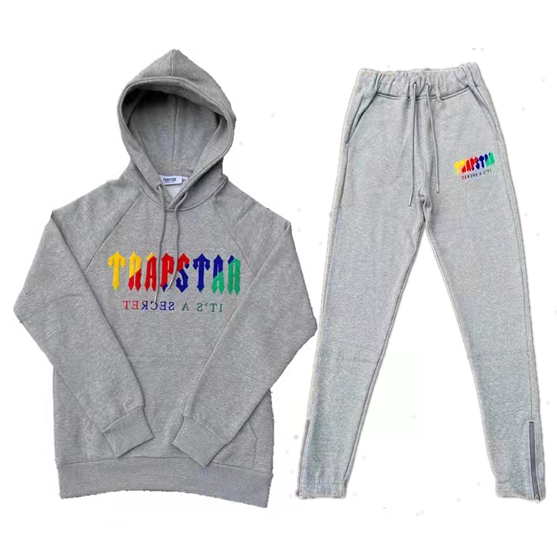 Trapstar Chenille Decoded Hooded Tracksuit - Grey Revolution Edition Medium, Black