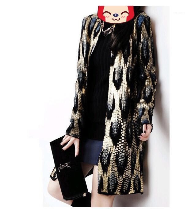 Wholesale-Autumn winter Women Fashion Gold Leopard knit sweater Long Sleeve long Cardigan Sweater Coat1, As pic
Wholesale-Autumn winter Women Fashion Gold Leopard knit sweater Long Sleeve long Cardigan Sweater Coat1, As pic