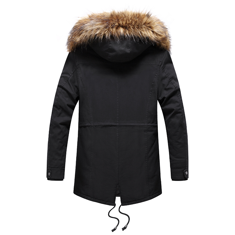 Men Winter Parkas Jacket Men Long Coat Cotton Warm Thick Casual Parka Men Long Fur Collar Fleece Windproof Hooded Jackets 201023